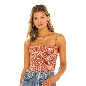 Free people floral rusty orange crop top